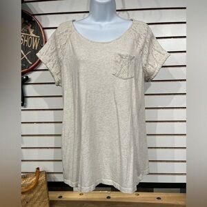 Women's Cream Lace Sleeve Top